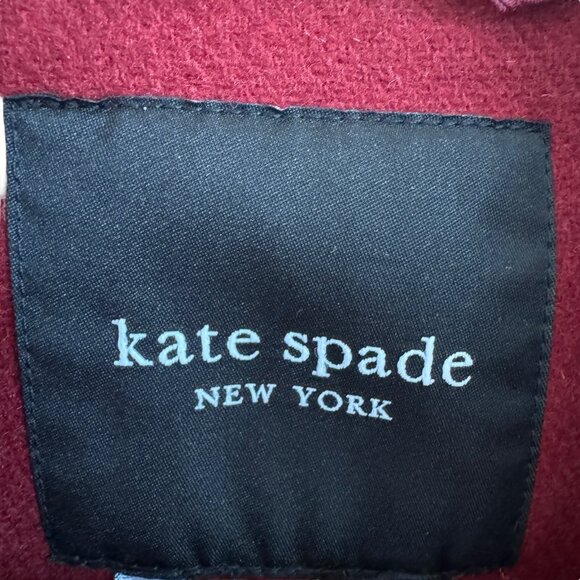 Kate Spade NY Wool Blend Double Breasted Long Coat Deep Lipstick Red XL Women - Picture 7 of 11